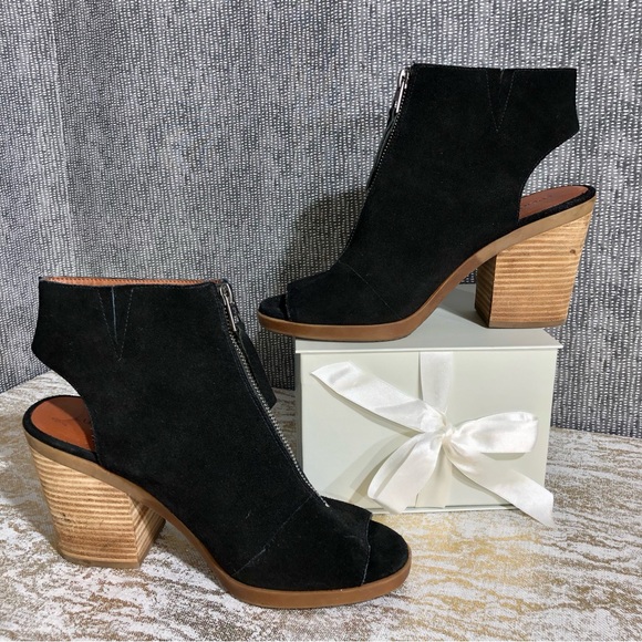 Lucky Brand Open Toe Suede Bootie Sz 10 - Picture 2 of 13